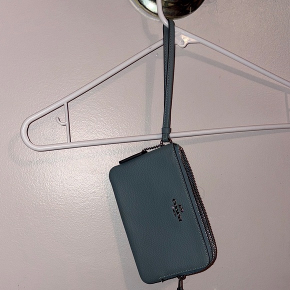 Coach Blue/Green Leather Wristlet - Picture 5 of 5